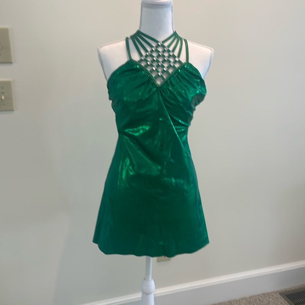 Elegant Green Halter Dress